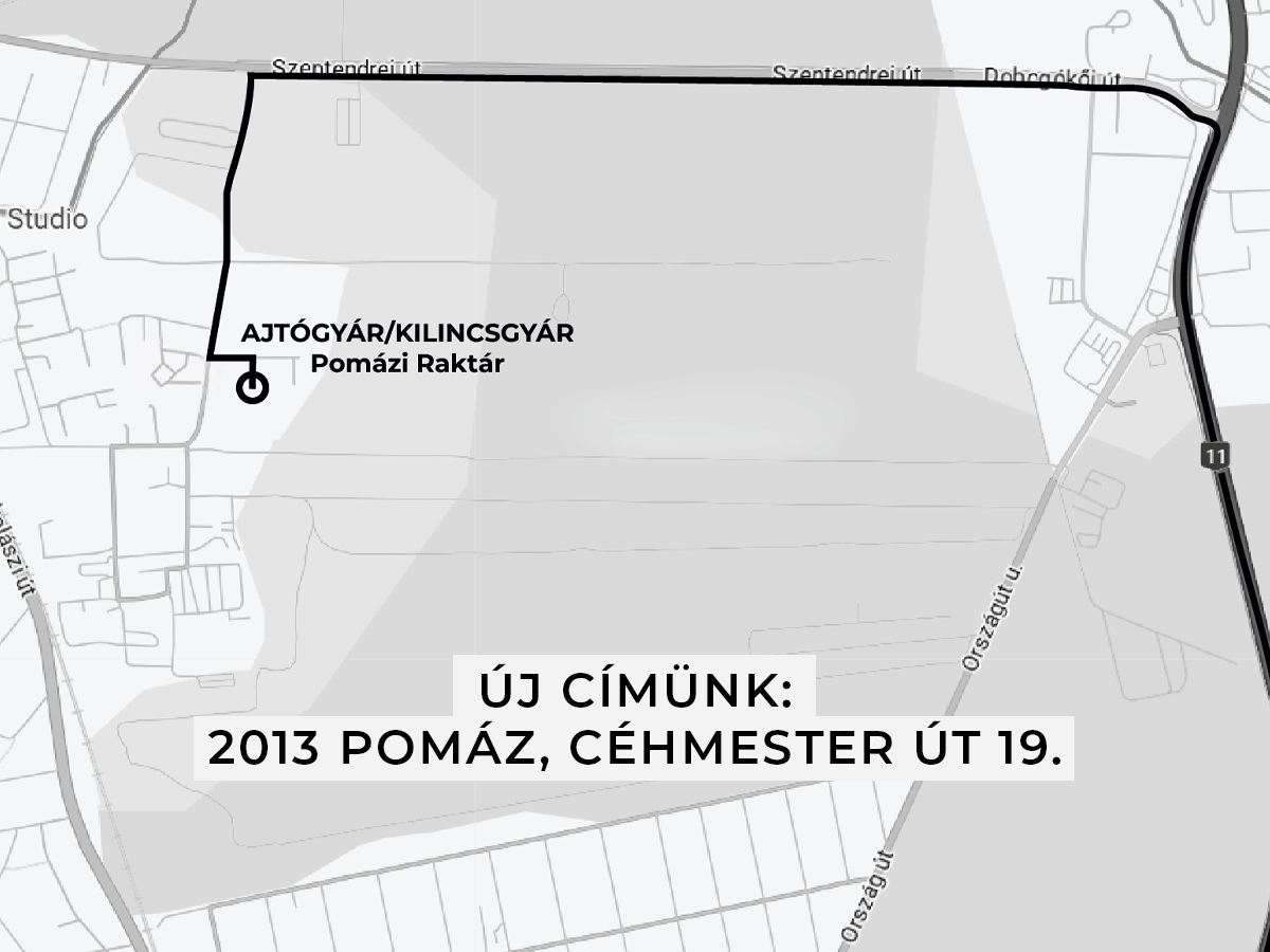 Ajtogyar/Kilincsgyar Pomazi raktár térkép