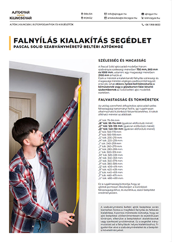 Falnyílás kialakítás segédlet - Magyar szabvány méretrend